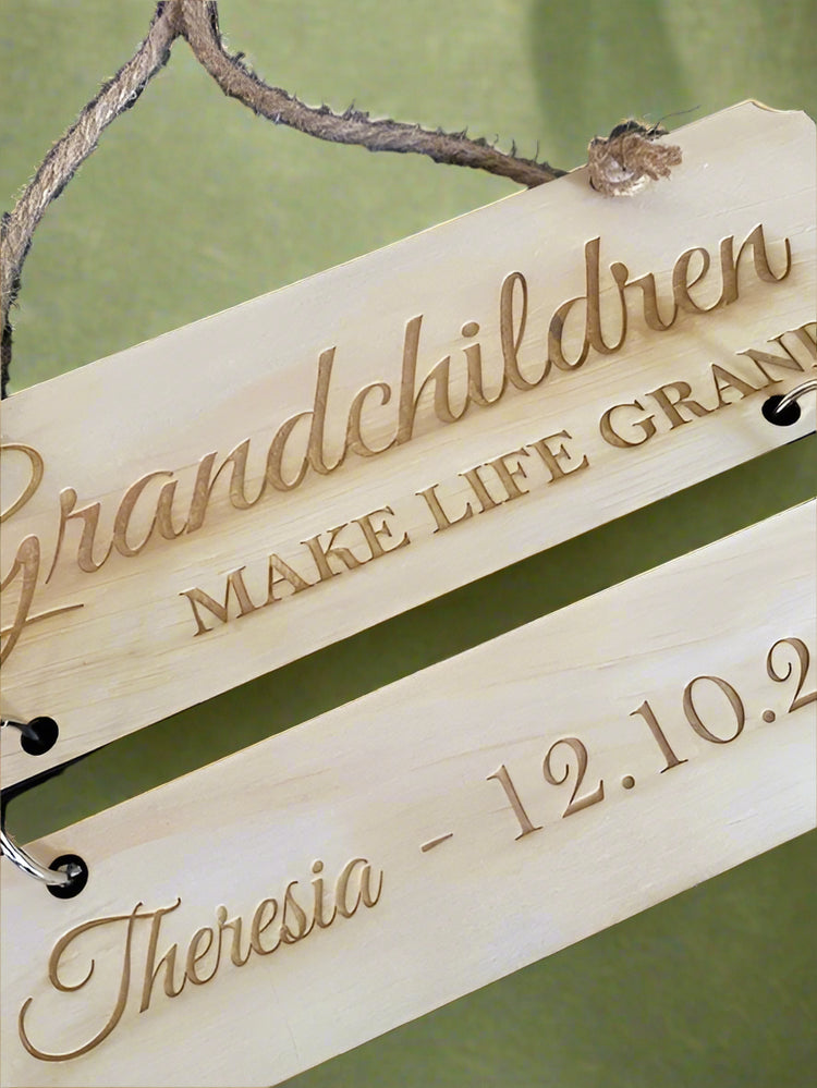 Grandchildren Personalised Wooden Wall Hanger