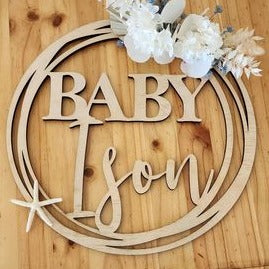 Wooden Circle Hoop Wall Hanging with Name