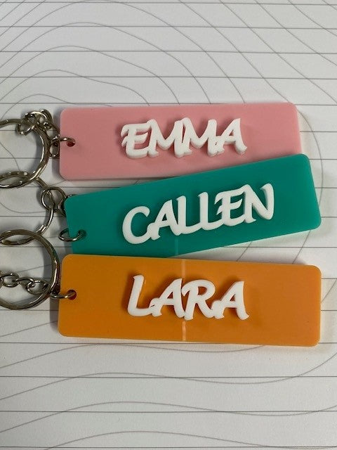 Name Bag Tag Keyring - Acrylic