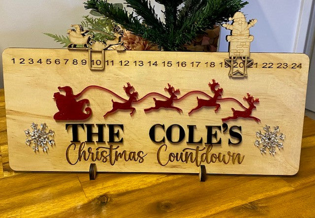 Christmas Countdown with Sliding Santa