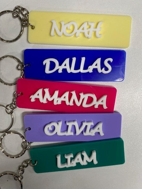 Name Bag Tag Keyring - Acrylic