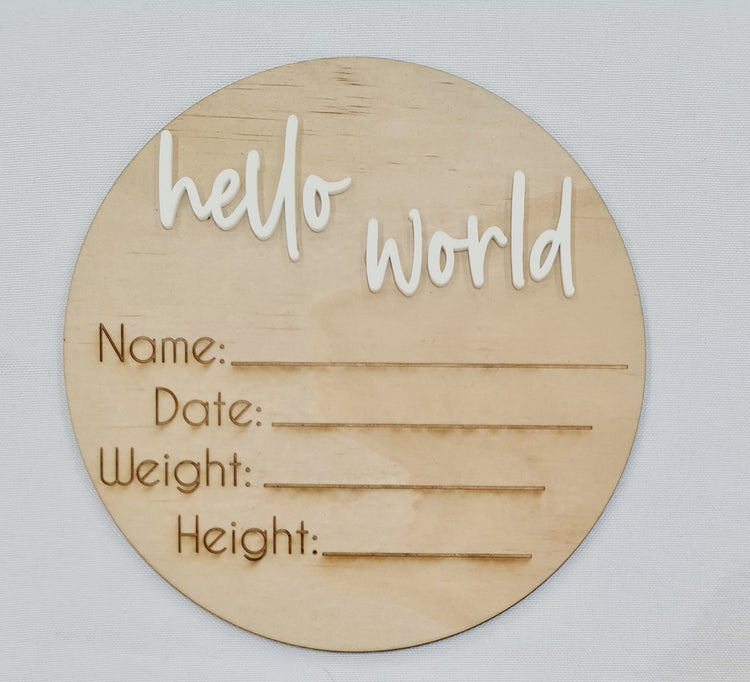 Baby Birth Announcement Wooden disc
