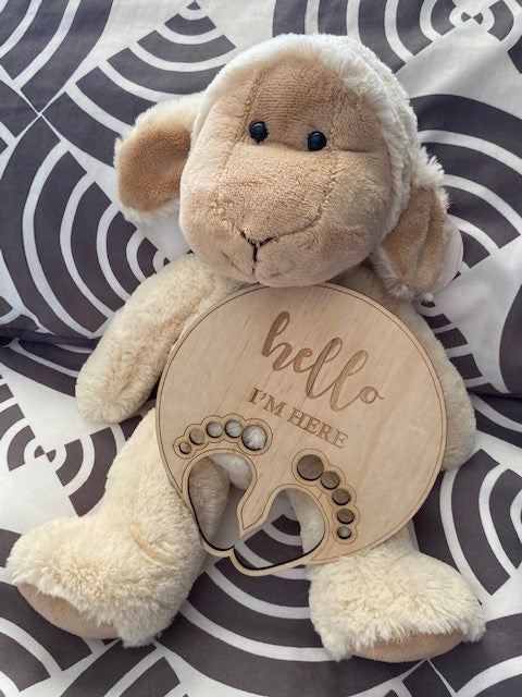 Baby Birth Announcement Wooden disc