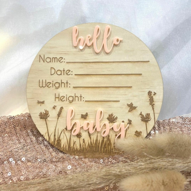 Baby Birth Announcement Wooden disc