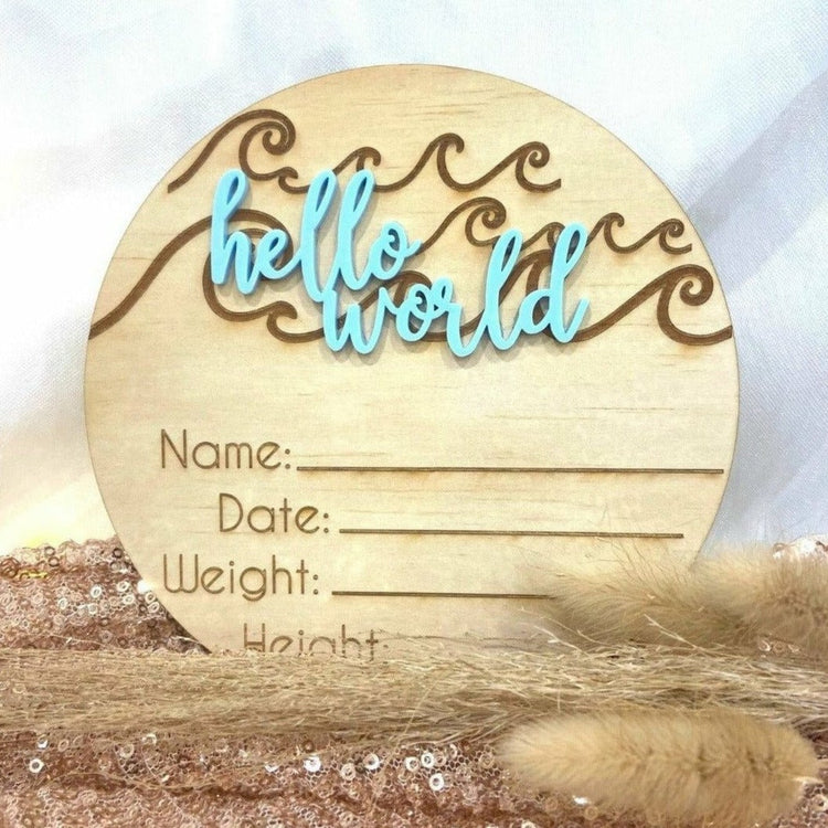 Baby Birth Announcement Wooden disc