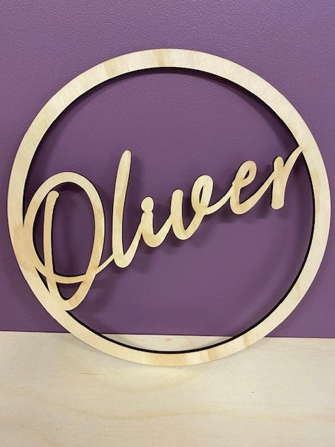 Wooden Circle Hoop Wall Hanging with Name