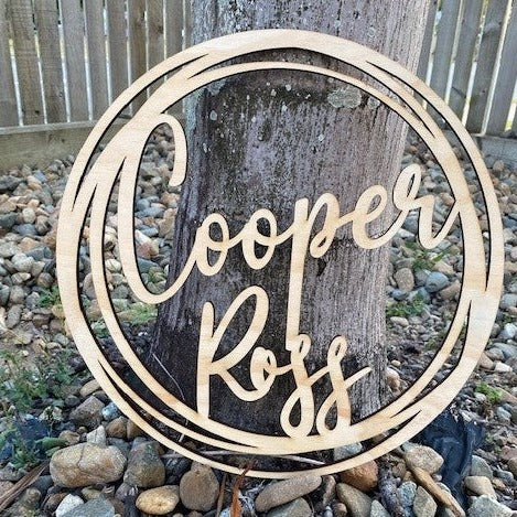 Wooden Circle Hoop Wall Hanging with Name