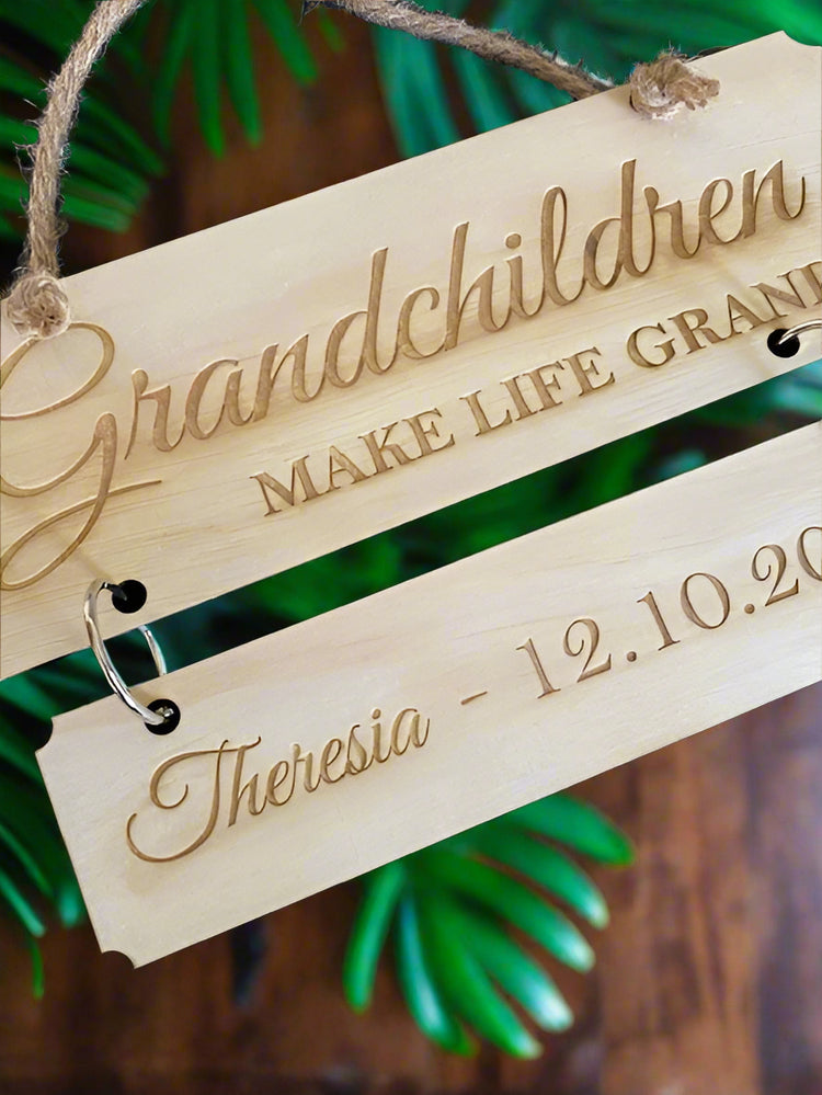 Grandchildren Personalised Wooden Wall Hanger