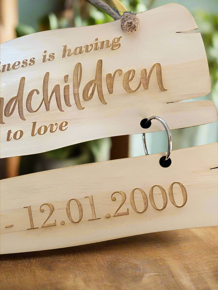 Grandchildren Personalised Wooden Wall Hanger