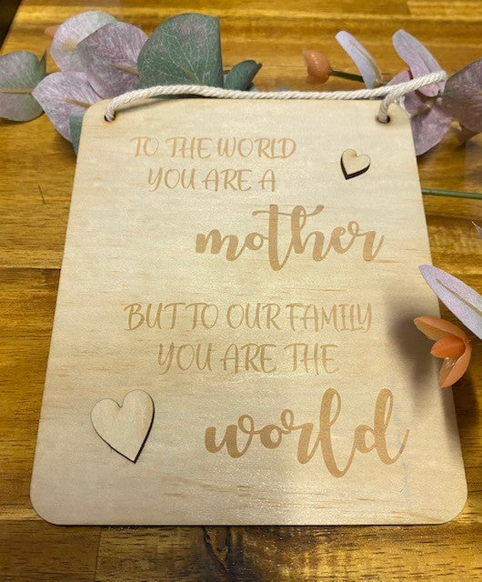 Mothers Day - Hanging Plaque for Mum