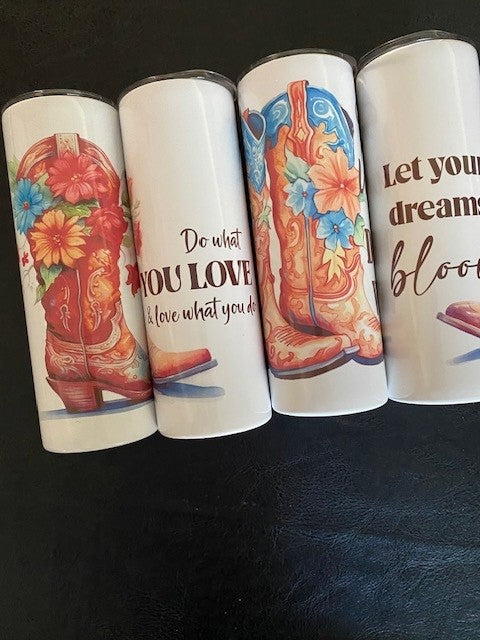 Tumblers 20oz - Cowgirl Boots & Flowers - 8 Styles