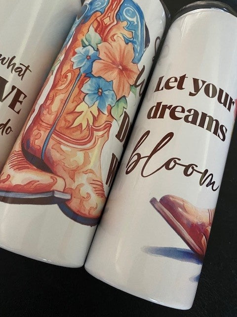 Tumblers 20oz - Cowgirl Boots & Flowers - 8 Styles