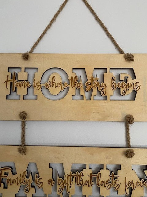 HOME FAMILY LOVE - Beautiful Engraved Wall Decor