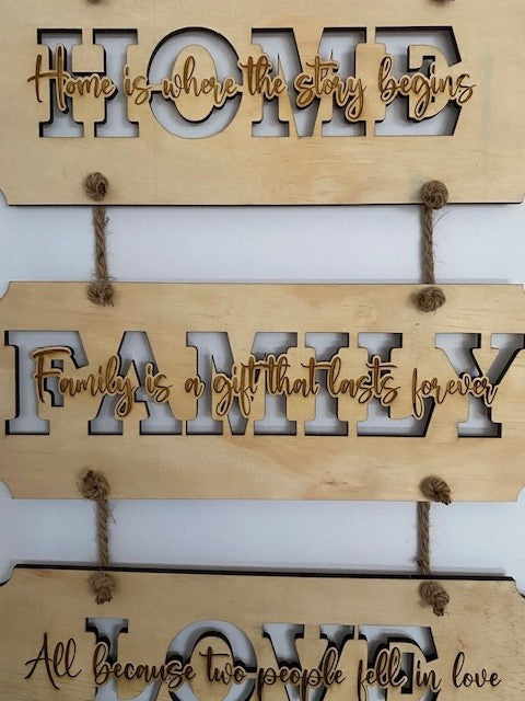 HOME FAMILY LOVE - Beautiful Engraved Wall Decor