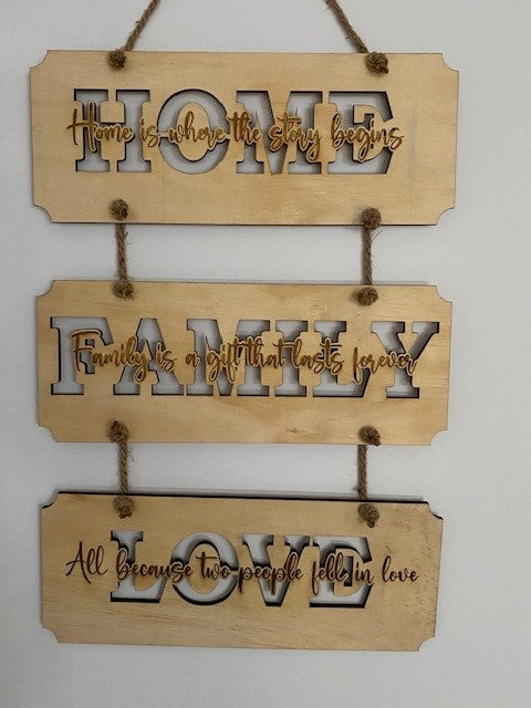 HOME FAMILY LOVE - Beautiful Engraved Wall Decor