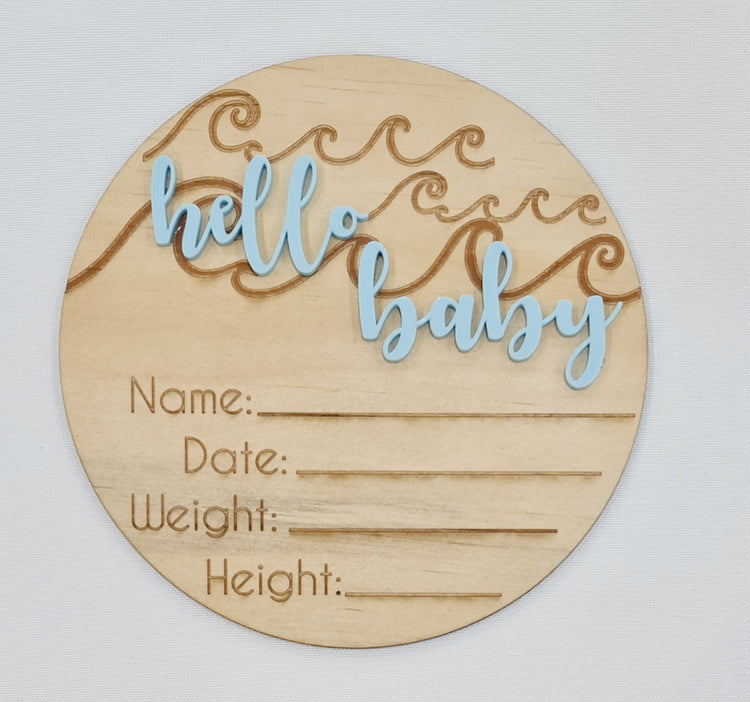 Baby Birth Announcement Wooden disc