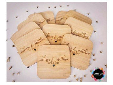 lettering,wooden,wedding,coasters