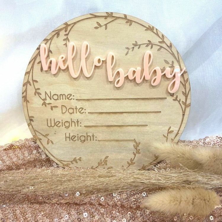 Baby Birth Announcement Wooden disc
