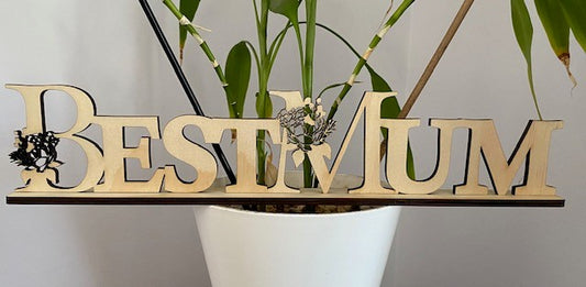 Mothers Day - Best Mum Floral design sign on stand