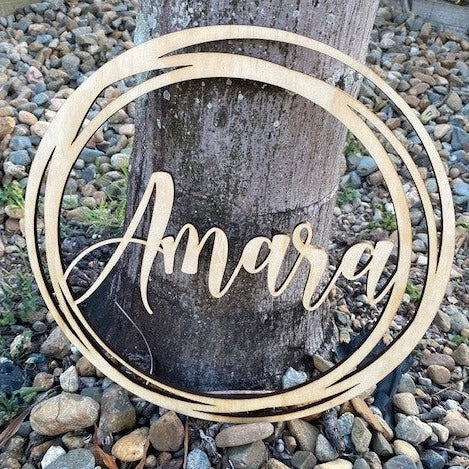 Wooden Circle Hoop Wall Hanging with Name